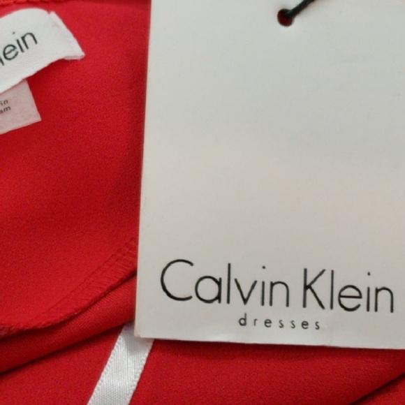 NWT CALVIN KLEIN Red One Shoulder Sheath Dress - Picture 6 of 8